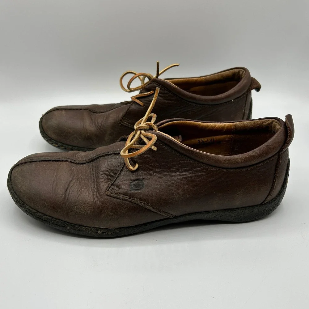 Born Brown Leather Comfort Oxford Shoes Mens 9.5 W6244 Hand Crafted Derby Rugged